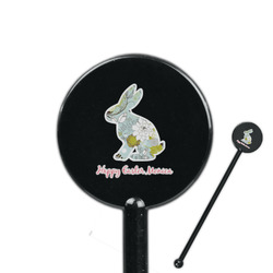 Easter Birdhouses 5.5" Round Plastic Stir Sticks - Black - Single Sided (Personalized)