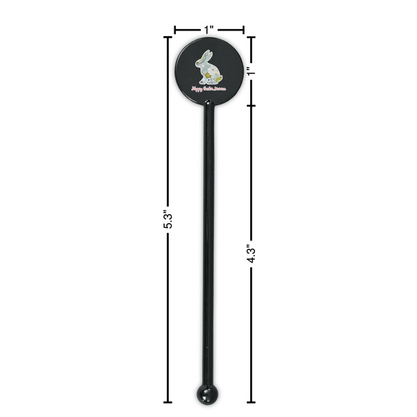 Easter Birdhouses Black Plastic 5.5" Stir Stick - Round - Dimensions