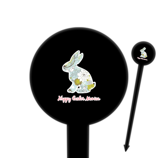 Custom Easter Birdhouses 6" Round Plastic Food Picks - Black - Double Sided (Personalized)