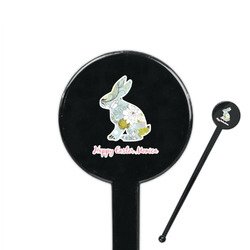 Easter Birdhouses 7" Round Plastic Stir Sticks - Black - Single Sided (Personalized)