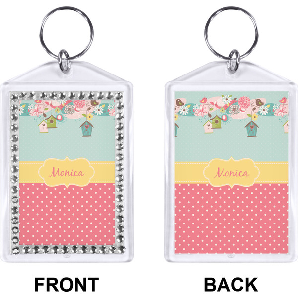 Easter Birdhouses Bling Keychain (Front + Back)