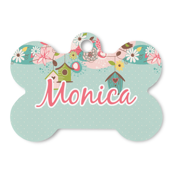 Custom Easter Birdhouses Bone Shaped Dog ID Tag (Personalized)