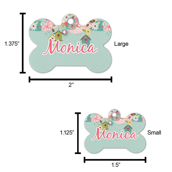 Easter Birdhouses Bone Shaped Dog ID Tag - Large - Scale
