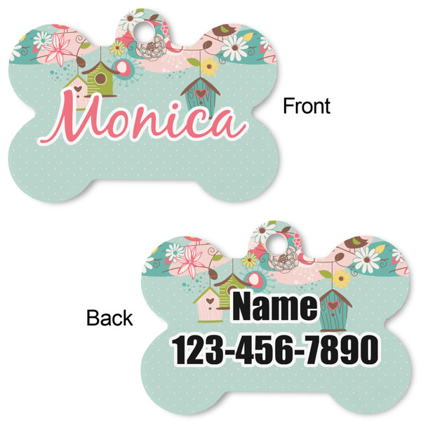 Easter Birdhouses Bone Shaped Dog Tag - Front & Back