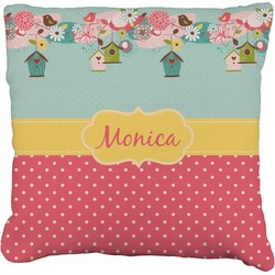 Easter Birdhouses Faux-Linen Throw Pillow (Personalized)