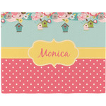 Easter Birdhouses Woven Fabric Placemat - Twill w/ Name or Text