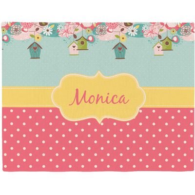 Easter Birdhouses Woven Fabric Placemat - Twill w/ Name or Text