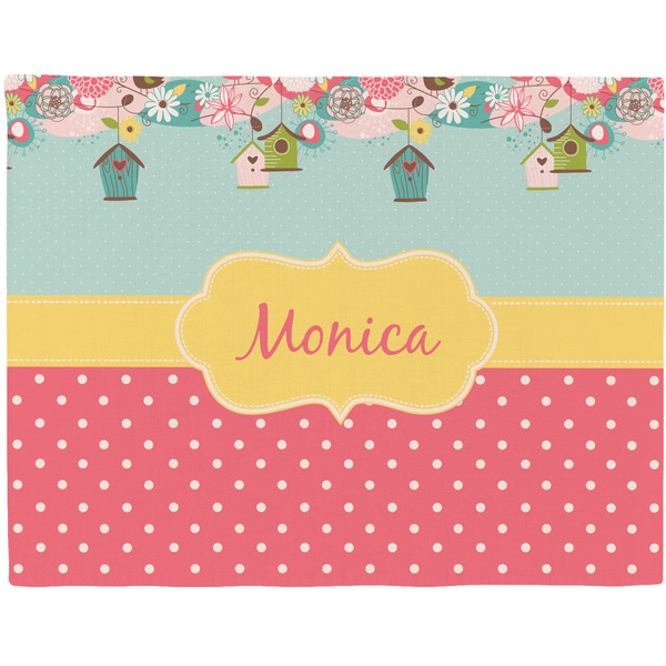 Custom Easter Birdhouses Woven Fabric Placemat - Twill w/ Name or Text