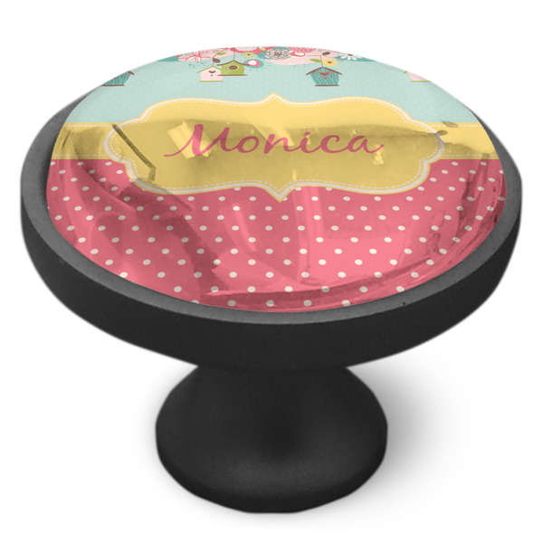 Easter Birdhouses Cabinet Knob - Black - Side