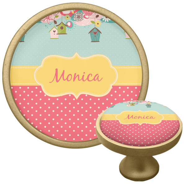 Custom Easter Birdhouses Cabinet Knob - Gold (Personalized)
