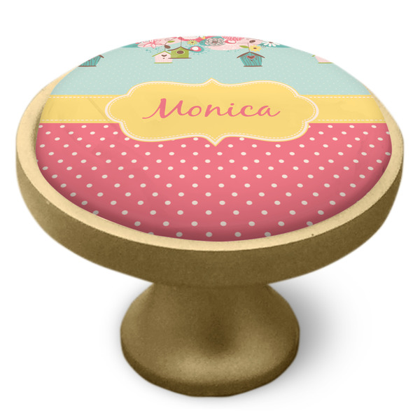 Easter Birdhouses Cabinet Knob - Gold - Side