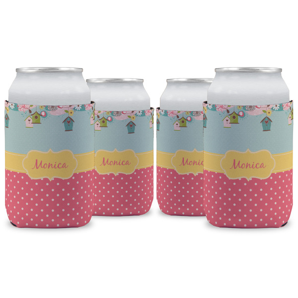 Custom Easter Birdhouses Can Cooler (12 oz) - Set of 4 w/ Name or Text