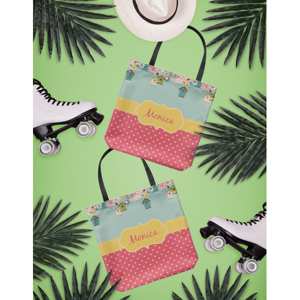 Easter Birdhouses Canvas Tote Lifestyle Front and Back