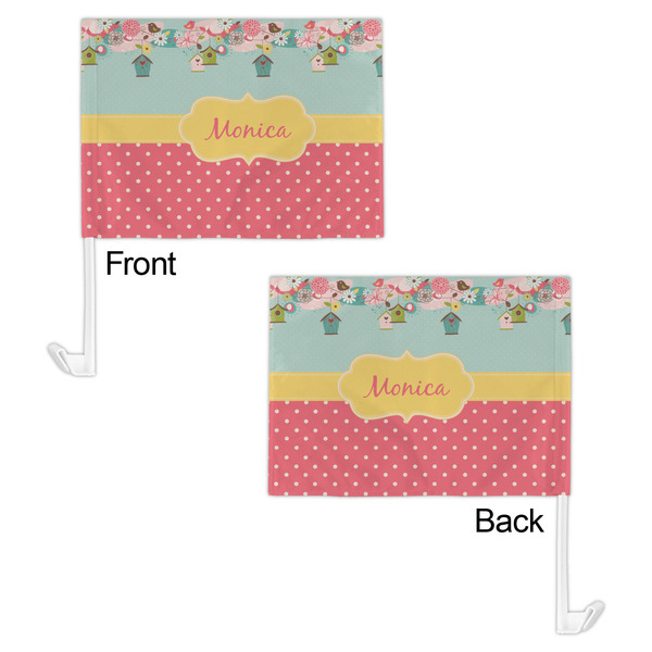 Easter Birdhouses Car Flag - 11" x 8" - Front & Back View