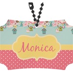 Easter Birdhouses Rear View Mirror Ornament (Personalized)