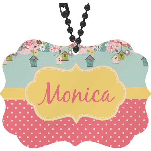 Custom Easter Birdhouses Rear View Mirror Charm (Personalized)