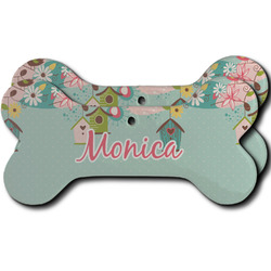 Easter Birdhouses Ceramic Dog Ornament - Front & Back w/ Name or Text