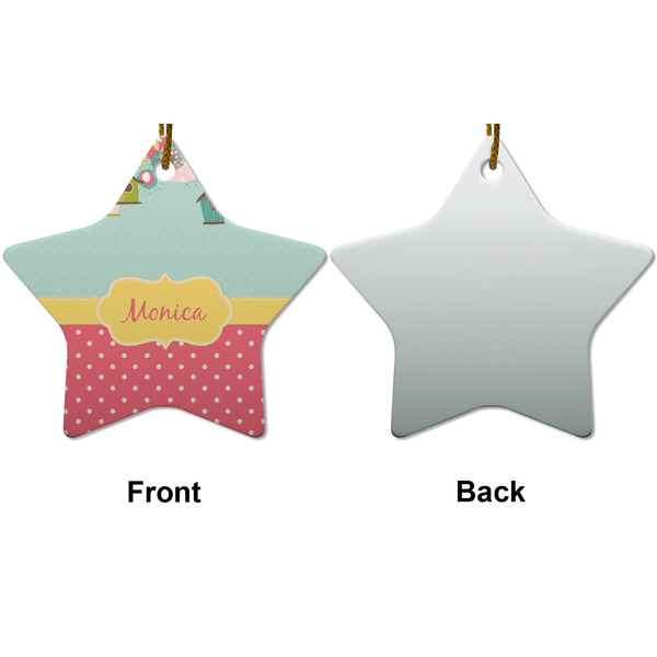 Easter Birdhouses Ceramic Flat Ornament - Star Front & Back (APPROVAL)