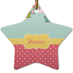 Easter Birdhouses Star Ceramic Ornament w/ Name or Text