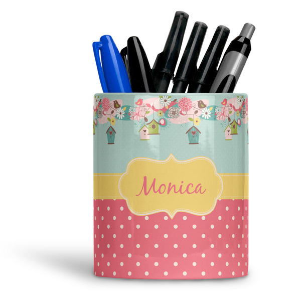 Custom Easter Birdhouses Ceramic Pen Holder