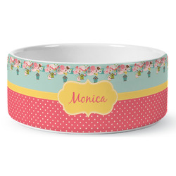 Easter Birdhouses Ceramic Dog Bowl - Large (Personalized)