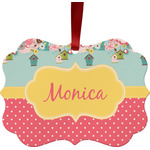 Easter Birdhouses Metal Frame Ornament - Double Sided w/ Name or Text