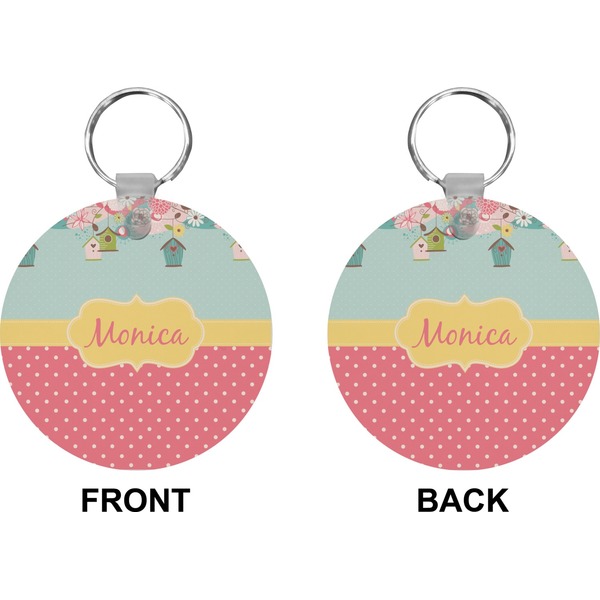Easter Birdhouses Circle Keychain (Front + Back)