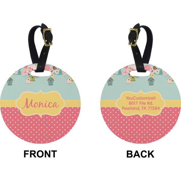 Easter Birdhouses Circle Luggage Tag (Front + Back)