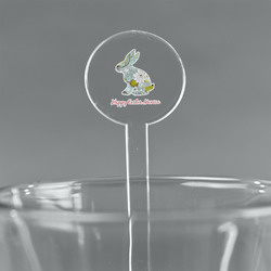 Easter Birdhouses 7" Round Plastic Stir Sticks - Clear (Personalized)