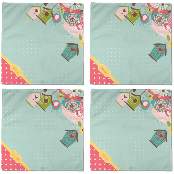 Easter Birdhouses Cloth Napkins - Personalized Dinner (APPROVAL) Set of 4