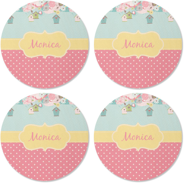 Easter Birdhouses Coaster Round Rubber Back - Apvl