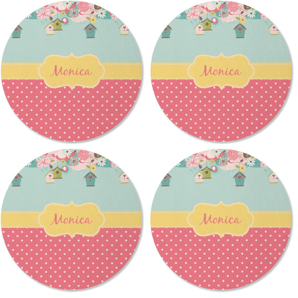 Easter Birdhouses Coaster Round Rubber Back - Apvl
