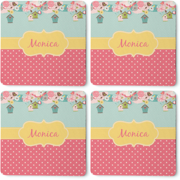 Easter Birdhouses Coaster Rubber Back - Apvl
