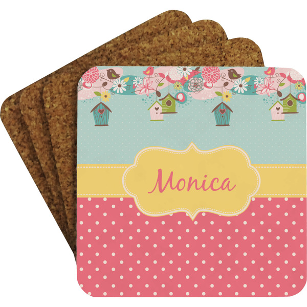 Easter Birdhouses Coaster Set (Personalized)