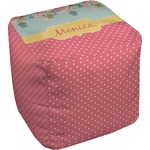 Easter Birdhouses Cube Pouf Ottoman - 13" (Personalized)