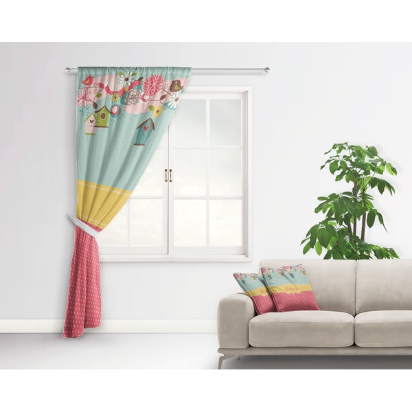 Easter Birdhouses Curtain With Window and Rod - in Room Matching Pillow