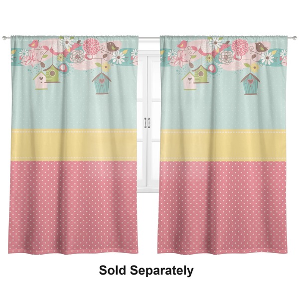 Easter Birdhouses Curtain 112x80 - Lined