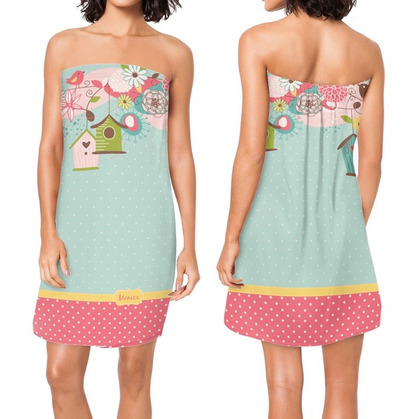 Easter Birdhouses Custom Bath Wrap - Front & Back View