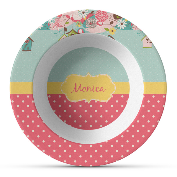 Custom Easter Birdhouses Plastic Bowl - Microwave Safe - Composite Polymer (Personalized)