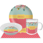 Easter Birdhouses Dinner Set - Single 4 Pc Setting w/ Name or Text