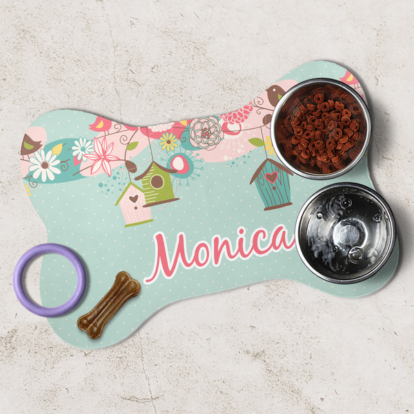 Easter Birdhouses Dog Bone Shaped Mat Lifestyle