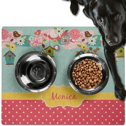 Easter Birdhouses Dog Food Mat - Large w/ Name or Text