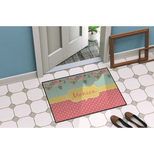 Easter Birdhouses Door Mat Lifestyle