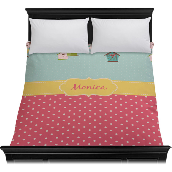 Easter Birdhouses Duvet Cover - Queen - On Bed - No Prop