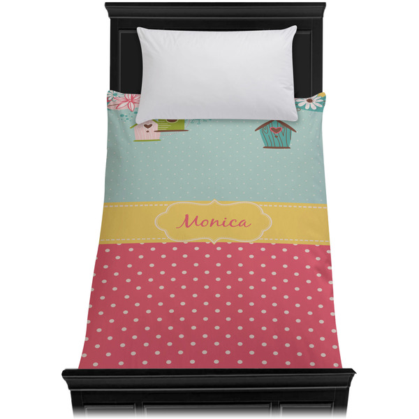 Easter Birdhouses Duvet Cover - Twin - On Bed - No Prop