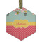 Easter Birdhouses Flat Glass Ornament - Hexagon w/ Name or Text