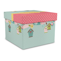 Easter Birdhouses Gift Box with Lid - Canvas Wrapped - Large (Personalized)
