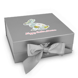 Easter Birdhouses Gift Box with Magnetic Lid - Silver (Personalized)