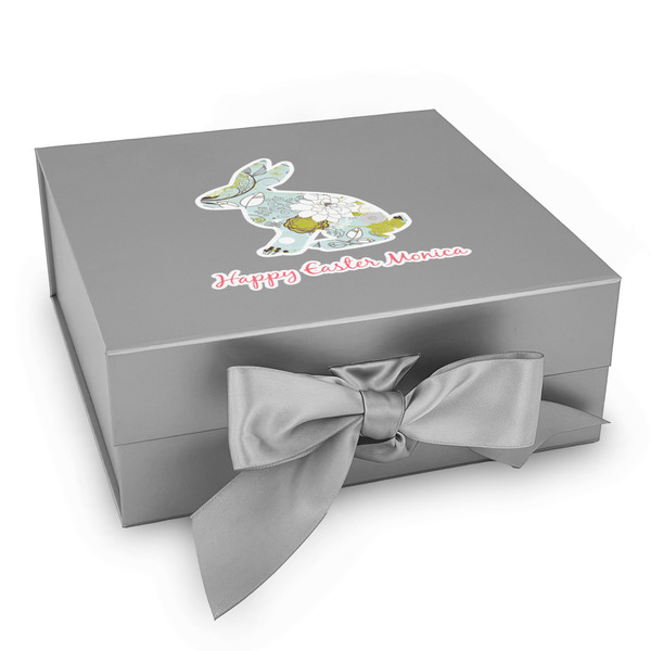 Custom Easter Birdhouses Gift Box with Magnetic Lid - Silver (Personalized)