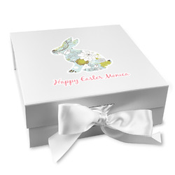 Easter Birdhouses Gift Box with Magnetic Lid - White (Personalized)